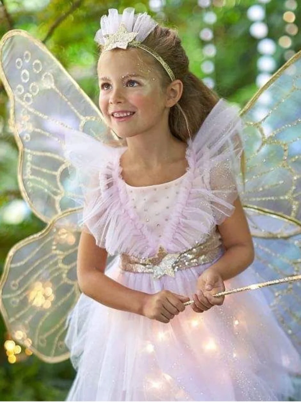 Pottery Barn Fairy Costume Dress with Wings and Wand - Picture 3 of 16